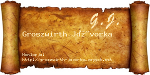 Groszwirth Jávorka névjegykártya